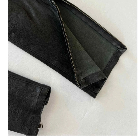 J. Brand 100% Black Lamb‎ Leather Sz. 28 Zippered Ankle Pants - Picture 6 of 16